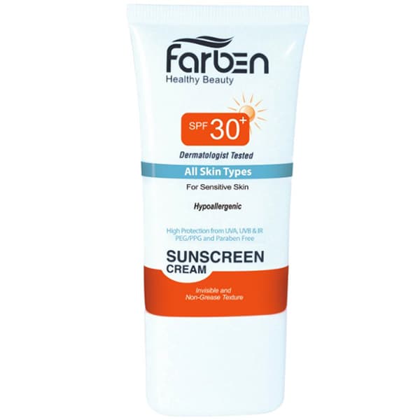 ضد آفتاب بی رنگ SPF30 مناسب پوست حساس فاربن 50ml