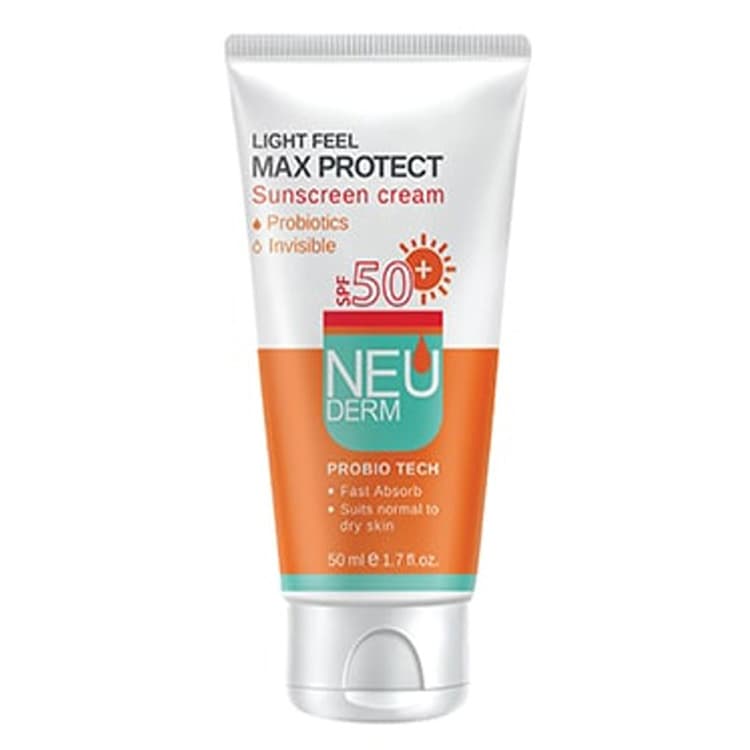 ضد آفتاب بی رنگ پوست های نرمال تا خشک Max Protect SPF50 نئودرم 50ml