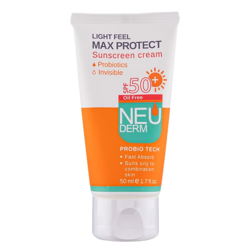 ضد آفتاب بی رنگ پوست های چرب تا مختلط Max Protect SPF50 نئودرم 50ml