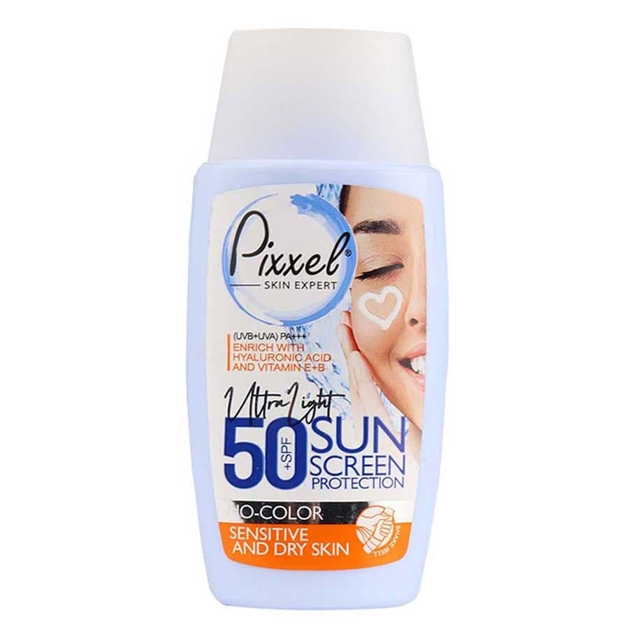 کرم ضد آفتاب بی رنگ SPF50 پوست خشک و حساس پیکسل 50ml